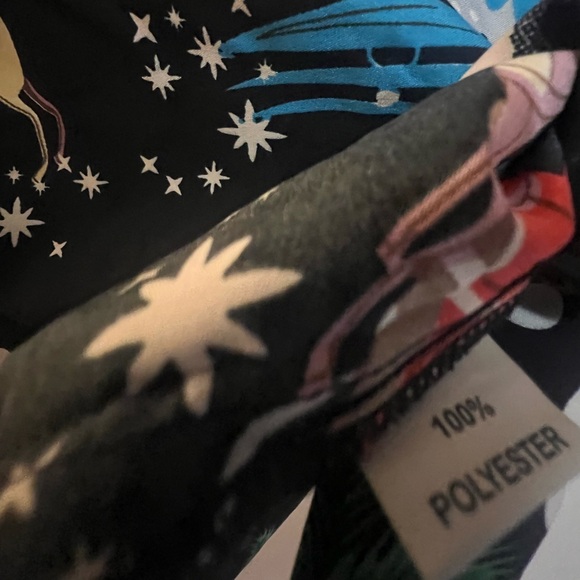 Tropical Christmas Print Santa Hawaiian Button Front Short Sleeve Shirt M - Picture 4 of 5